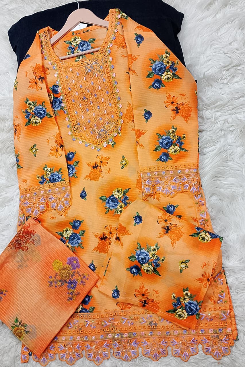3 PIECE - EMBROIDERED LAWN SUIT