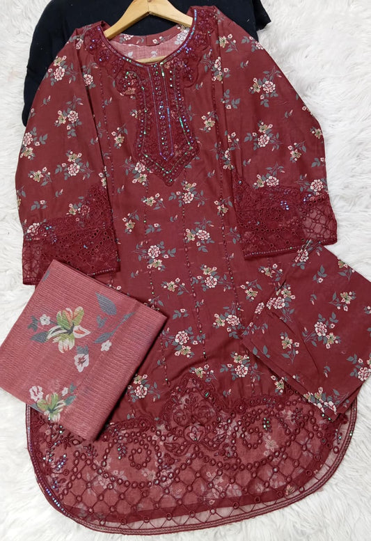 3 PIECE - EMBROIDERED LAWN SUIT