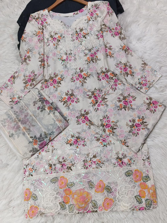 3 PIECE - EMBROIDERED LAWN SUIT
