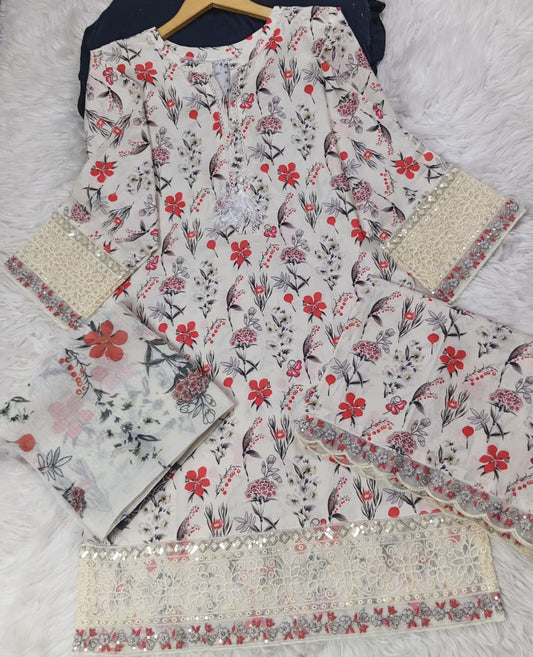 3 PIECE - EMBROIDERED LAWN SUIT
