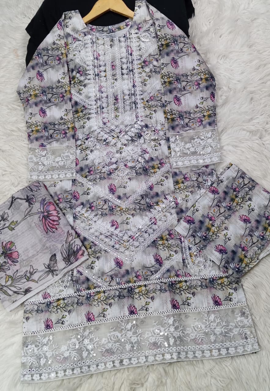 3 PIECE - EMBROIDERED LAWN SUIT