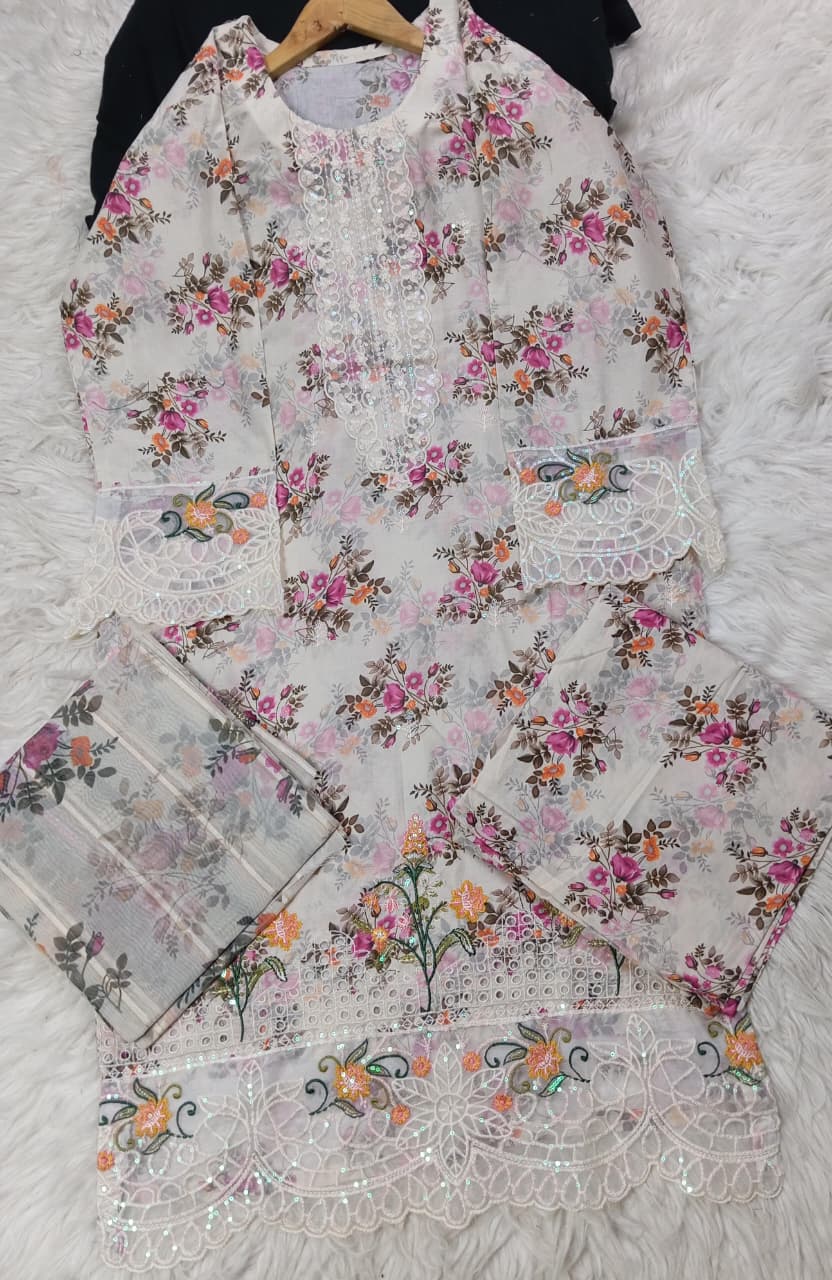 3 PIECE - EMBROIDERED LAWN SUIT