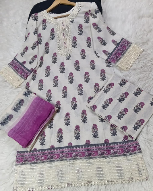 3 PIECE - EMBROIDERED LAWN SUIT