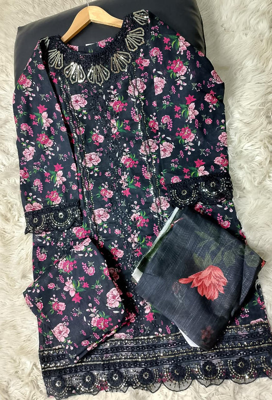 3 PIECE - EMBROIDERED KHADDAR SUIT