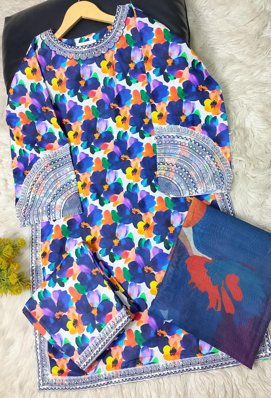 3 PIECE - EMBROIDERED KHADDAR SUIT