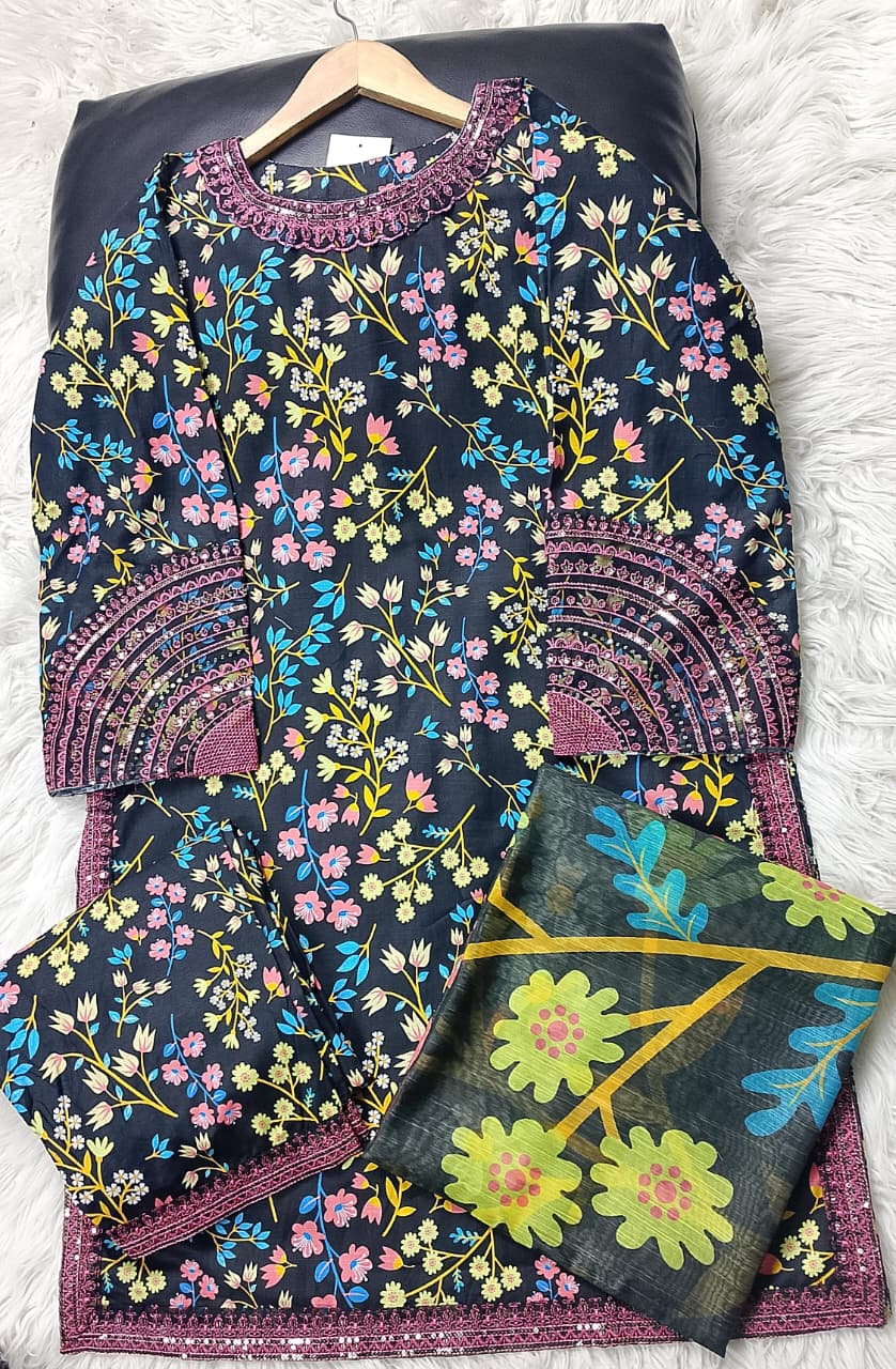 3 PIECE - EMBROIDERED KHADDAR SUIT