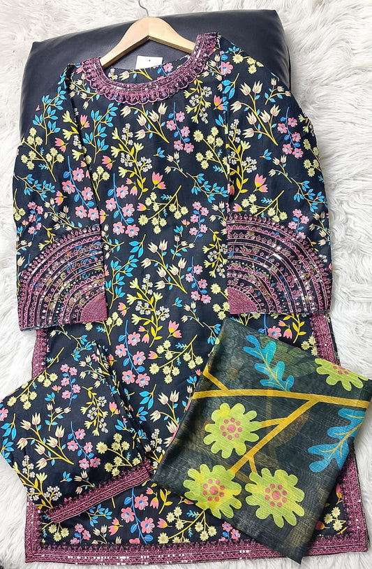 3 PIECE - EMBROIDERED KHADDAR SUIT