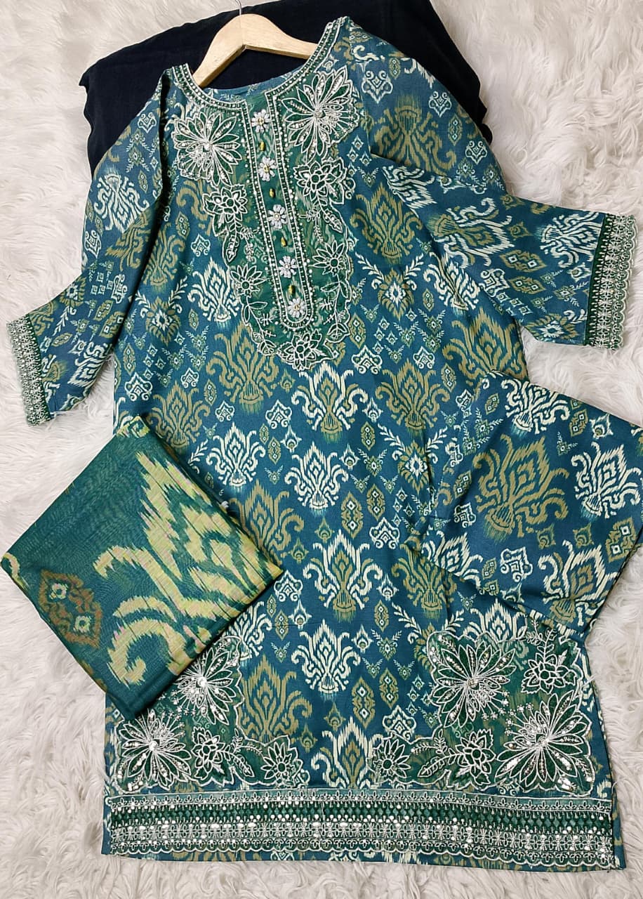 3 PIECE - EMBROIDERED KHADDAR SUIT