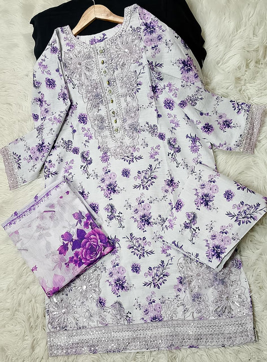 3 PIECE - EMBROIDERED KHADDAR SUIT