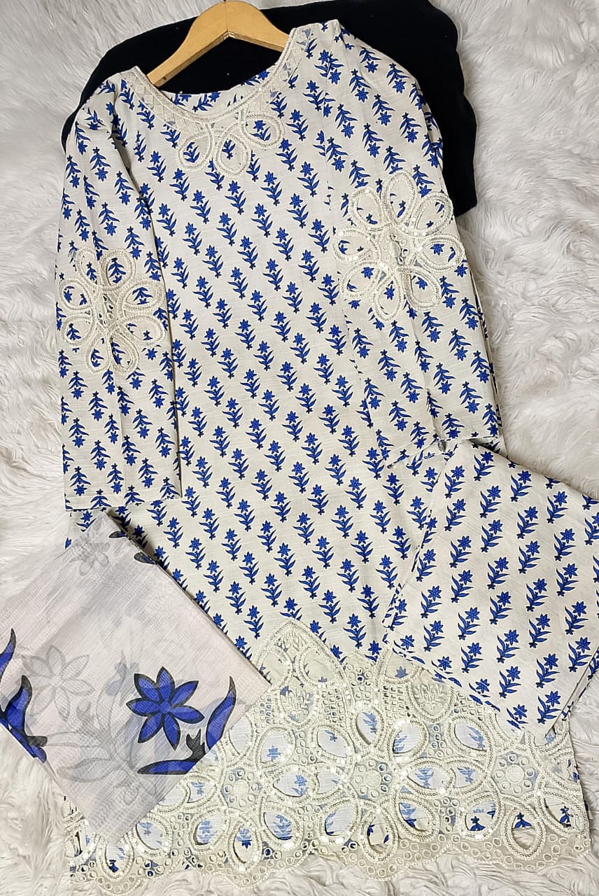 3 PIECE - EMBROIDERED KHADDAR SUIT