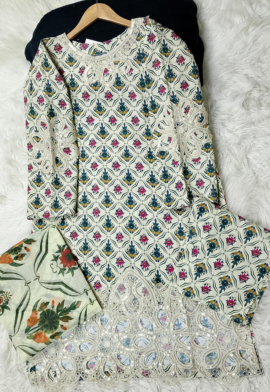 3 PIECE - EMBROIDERED KHADDAR SUIT