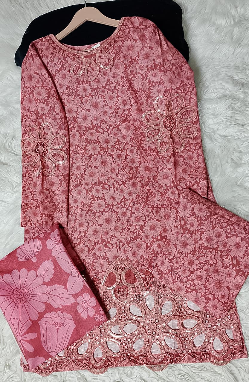 3 PIECE - EMBROIDERED KHADDAR SUIT