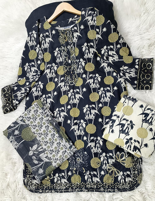 3 PIECE - EMBROIDERED KHADDAR SUIT