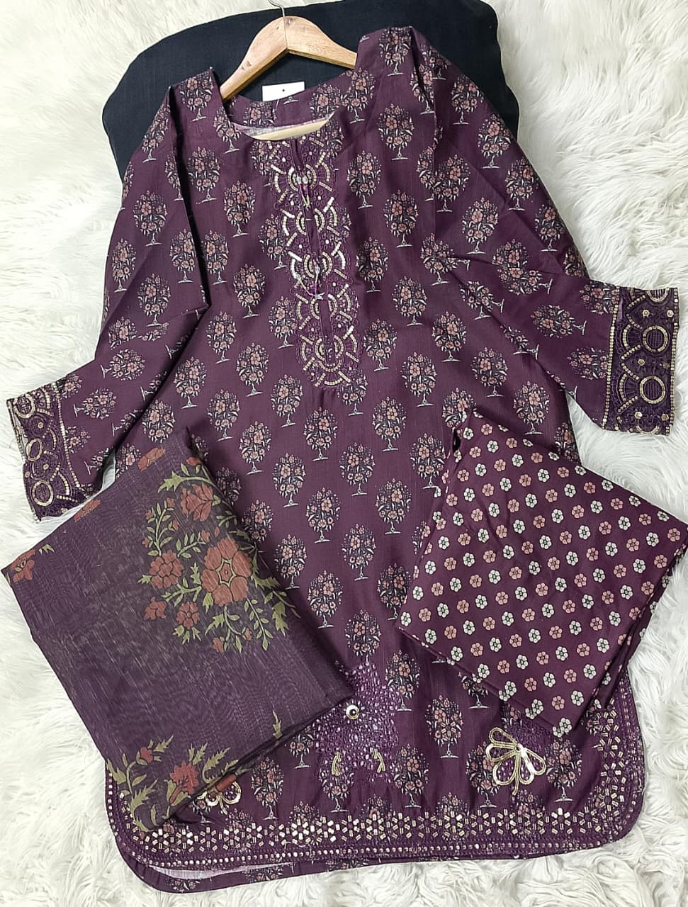 3 PIECE - EMBROIDERED KHADDAR SUIT