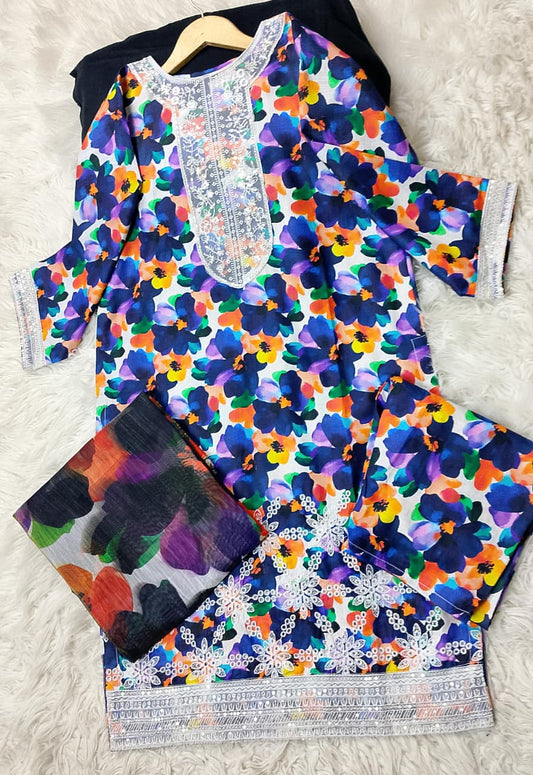 3 PIECE - EMBROIDERED KHADDAR SUIT