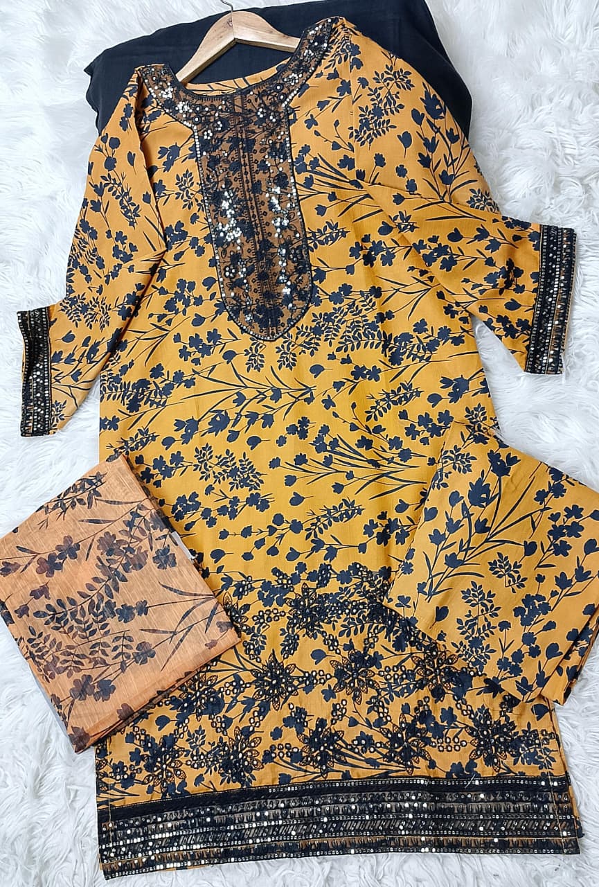 3 PIECE - EMBROIDERED KHADDAR SUIT