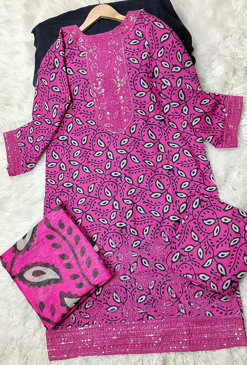 3 PIECE - EMBROIDERED KHADDAR SUIT