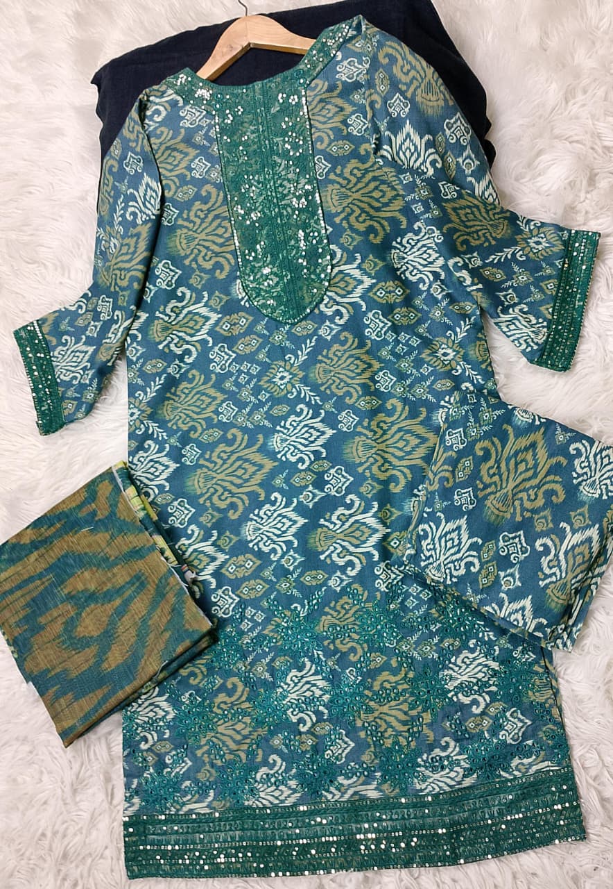 3 PIECE - EMBROIDERED KHADDAR SUIT