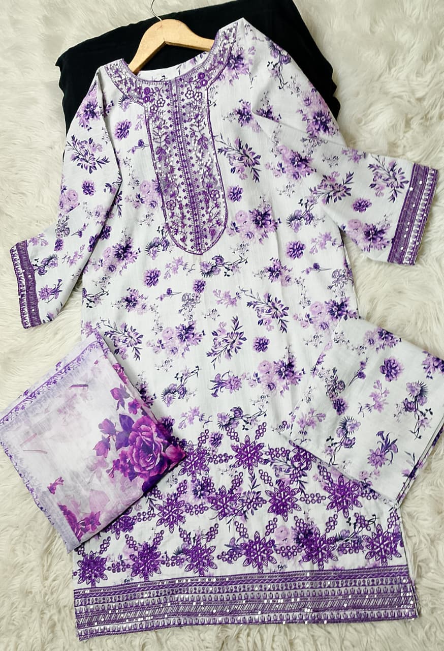 3 PIECE - EMBROIDERED KHADDAR SUIT