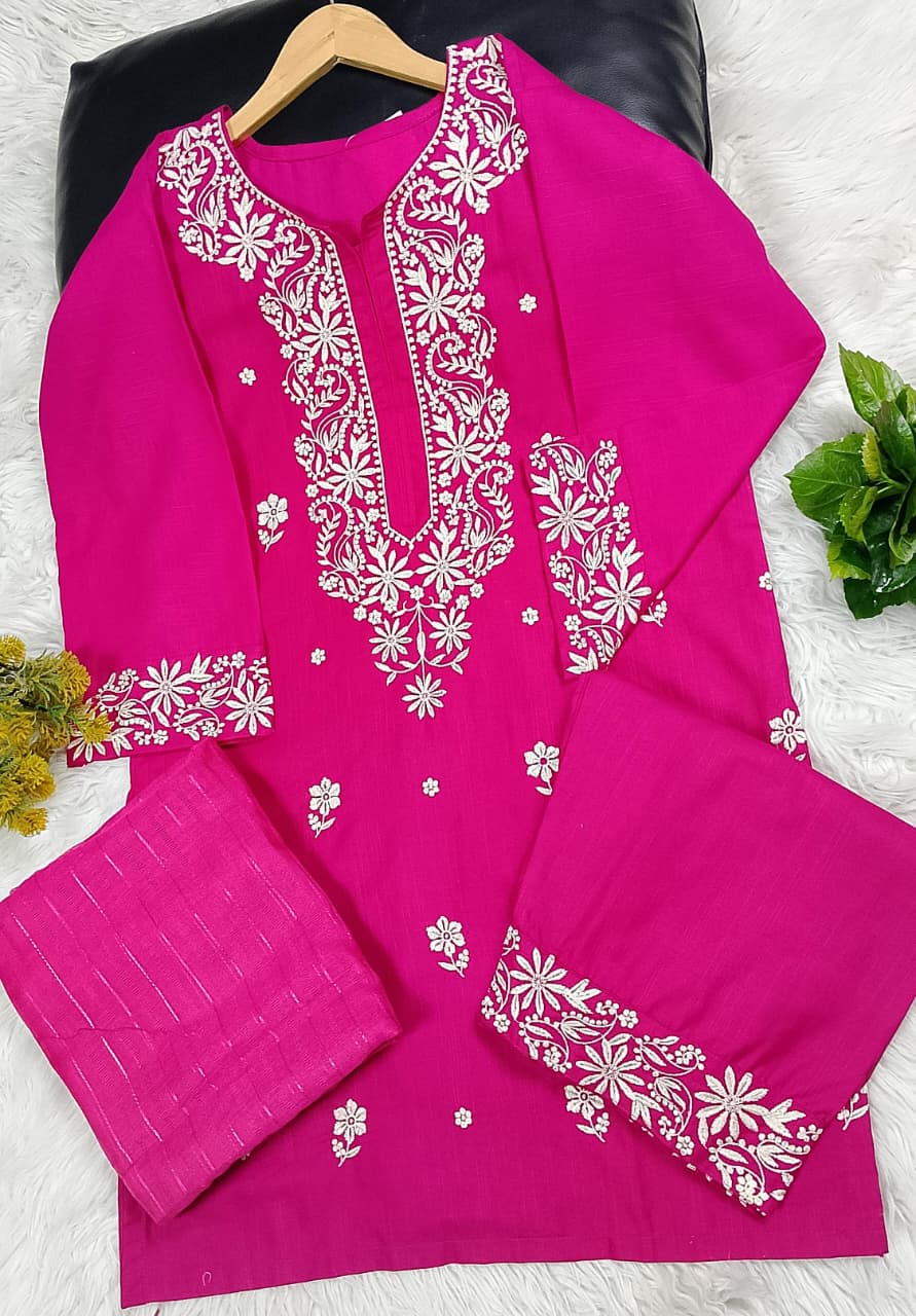 3 PIECE - EMBROIDERED KHADDAR SUIT