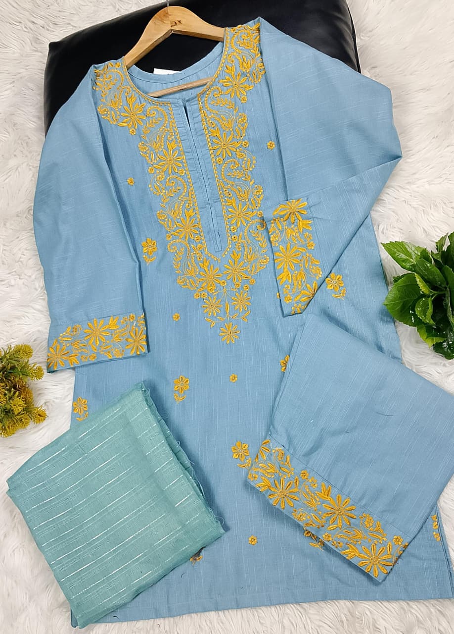 3 PIECE - EMBROIDERED KHADDAR SUIT