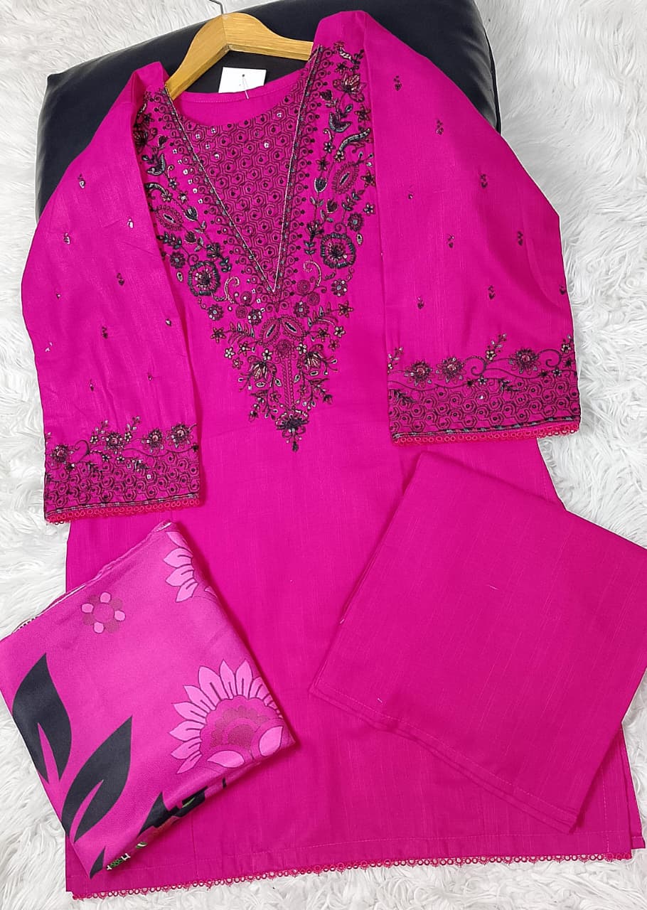 3 PIECE - EMBROIDERED KHADDAR SUIT