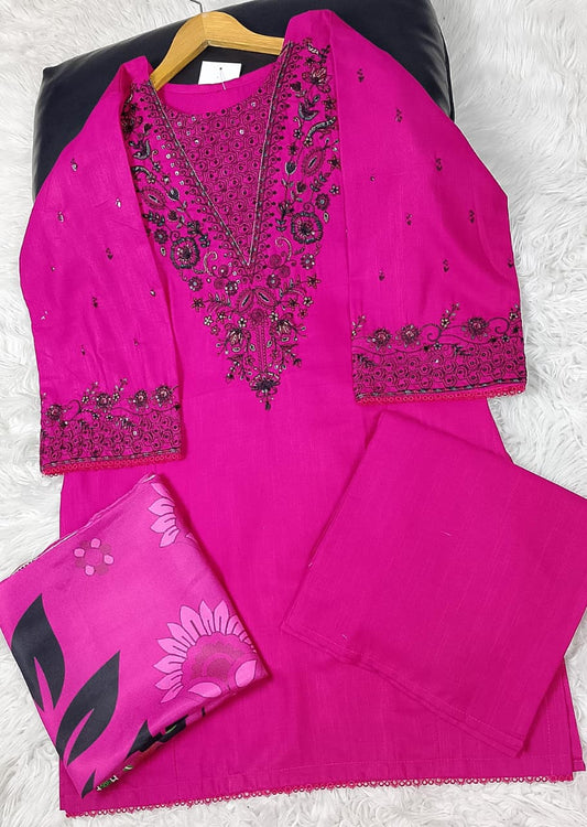 3 PIECE - EMBROIDERED KHADDAR SUIT