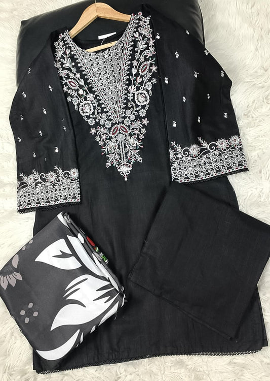 3 PIECE - EMBROIDERED KHADDAR SUIT