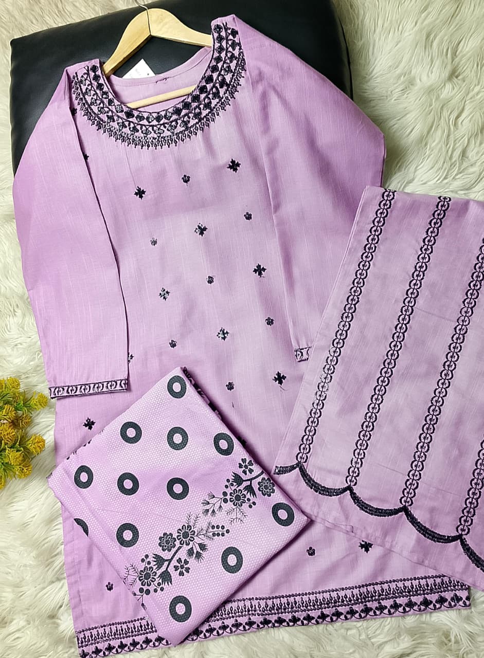 3 PIECE - EMBROIDERED KHADDAR SUIT