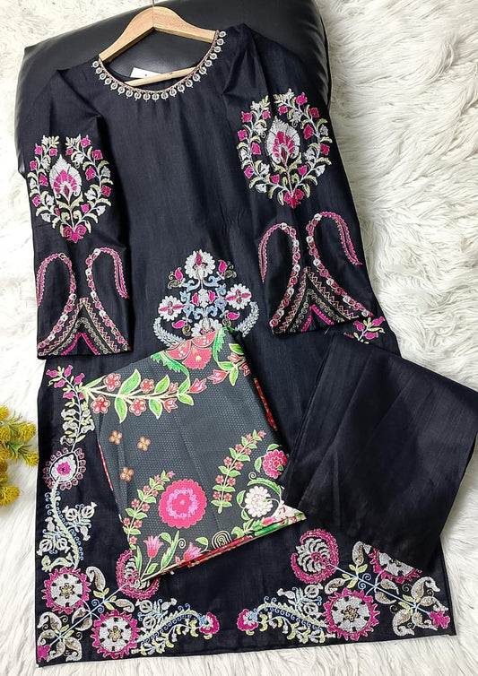 3 PIECE - EMBROIDERED KHADDAR SUIT
