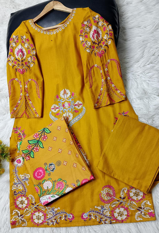 3 PIECE - EMBROIDERED KHADDAR SUIT