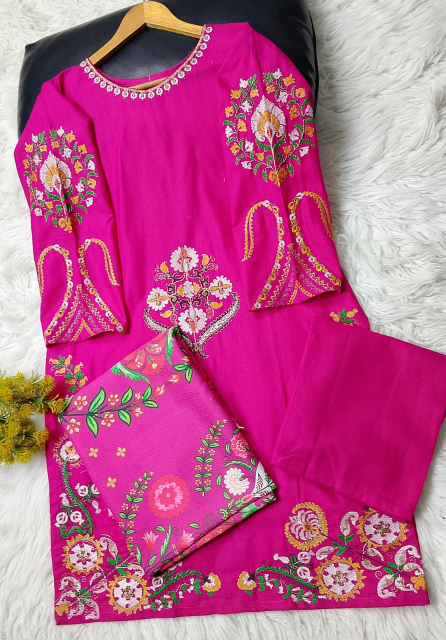 3 PIECE - EMBROIDERED KHADDAR SUIT