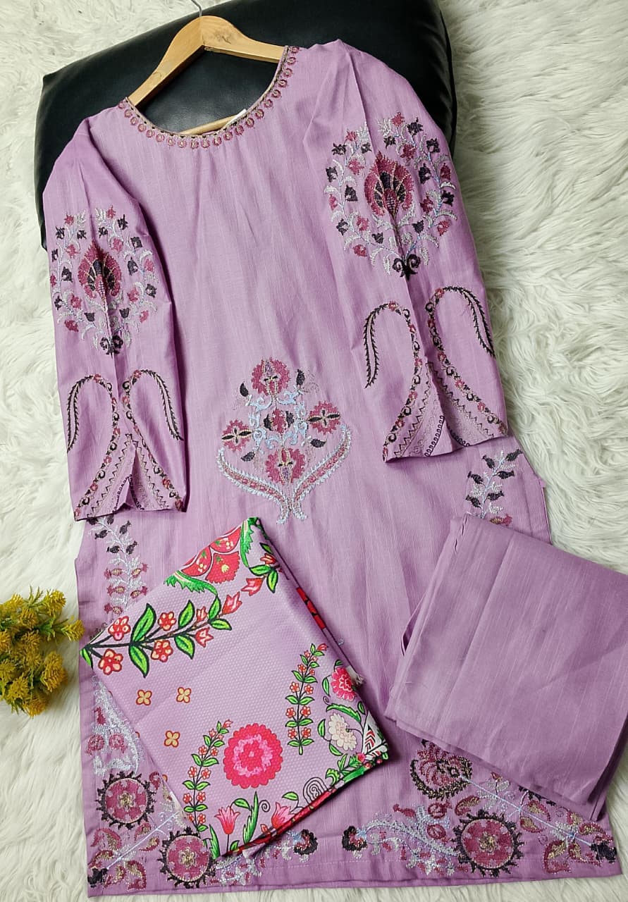 3 PIECE - EMBROIDERED KHADDAR SUIT