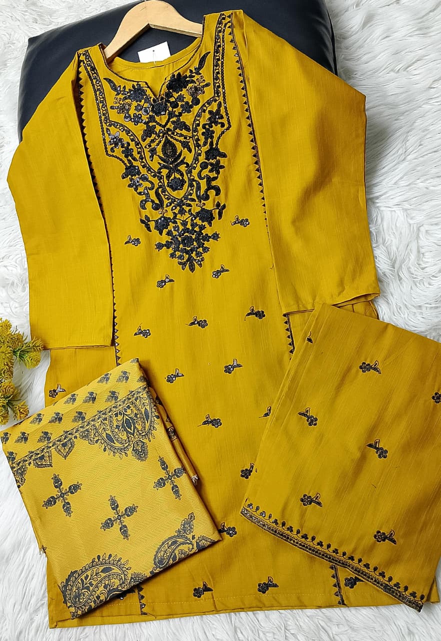 3 PIECE - EMBROIDERED KHADDAR SUIT