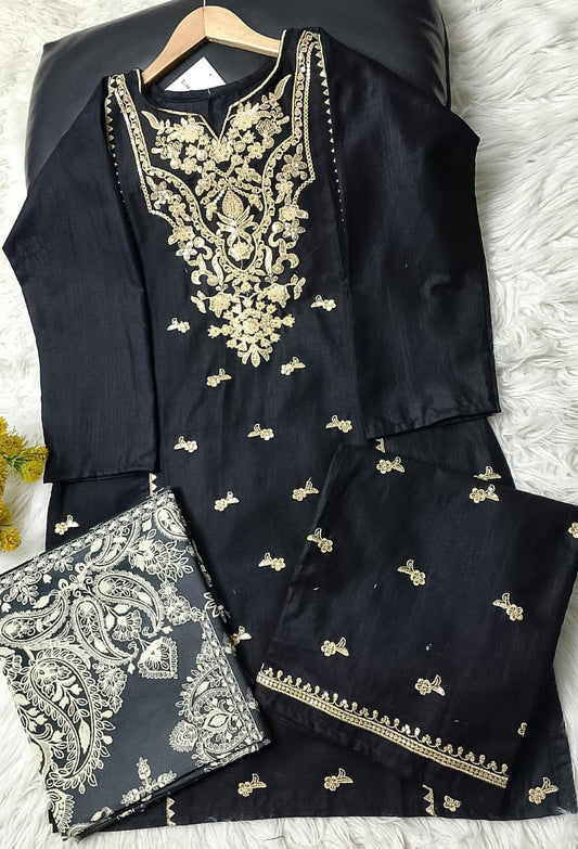 3 PIECE - EMBROIDERED KHADDAR SUIT