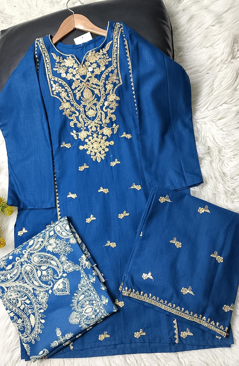 3 PIECE - EMBROIDERED KHADDAR SUIT