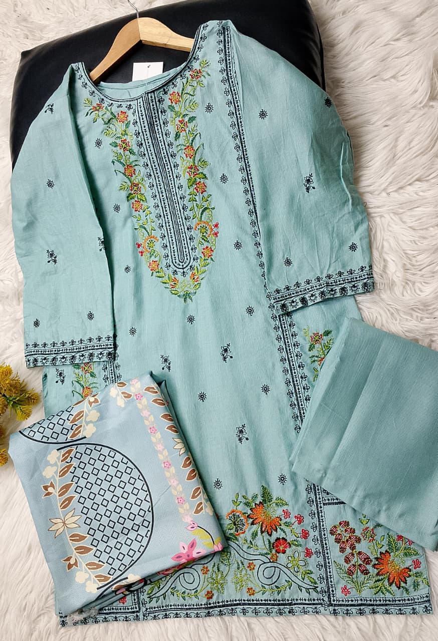 3 PIECE - EMBROIDERED KHADDAR SUIT