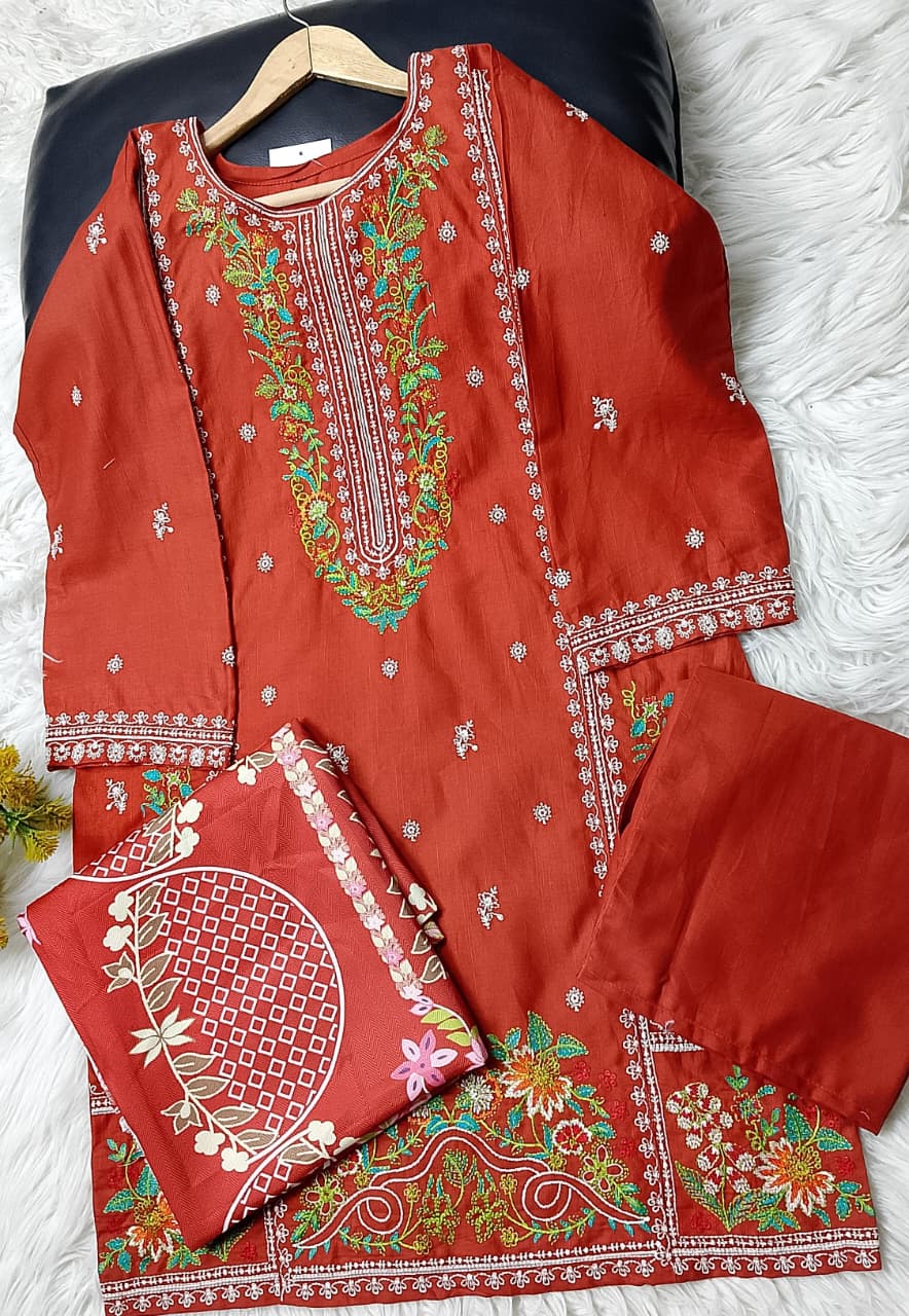 3 PIECE - EMBROIDERED KHADDAR SUIT