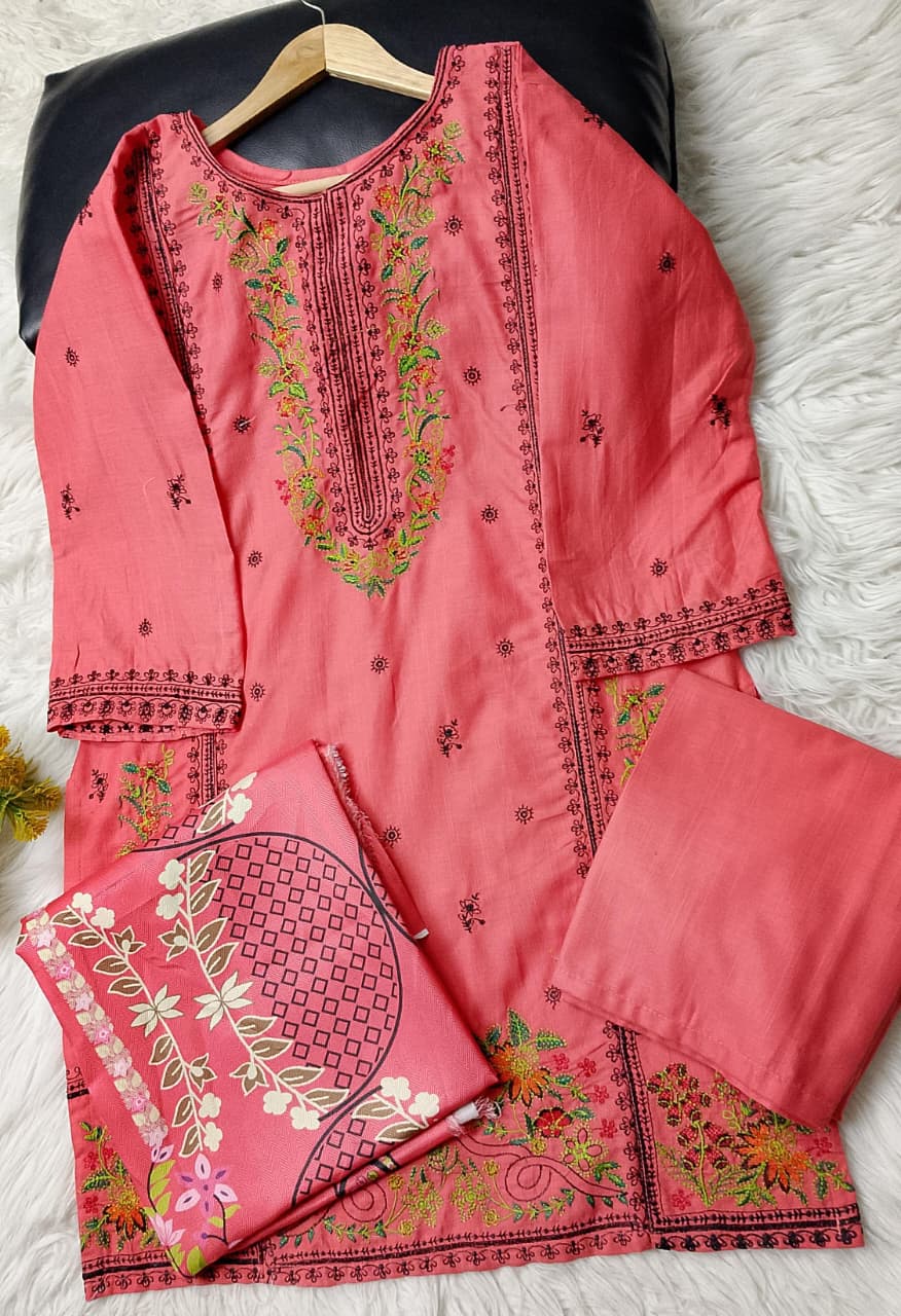 3 PIECE - EMBROIDERED KHADDAR SUIT