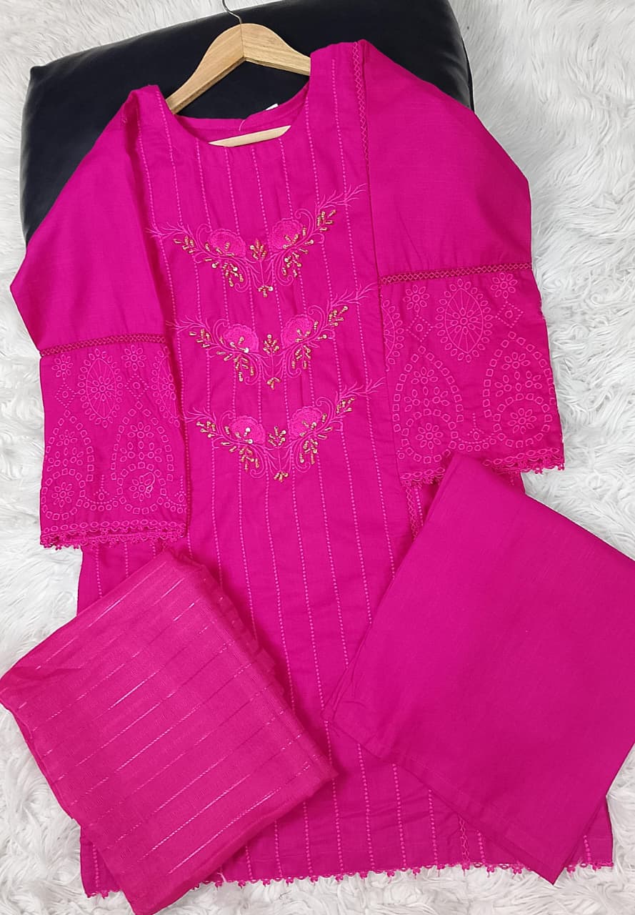 3 PIECE - EMBROIDERED KHADDAR SUIT