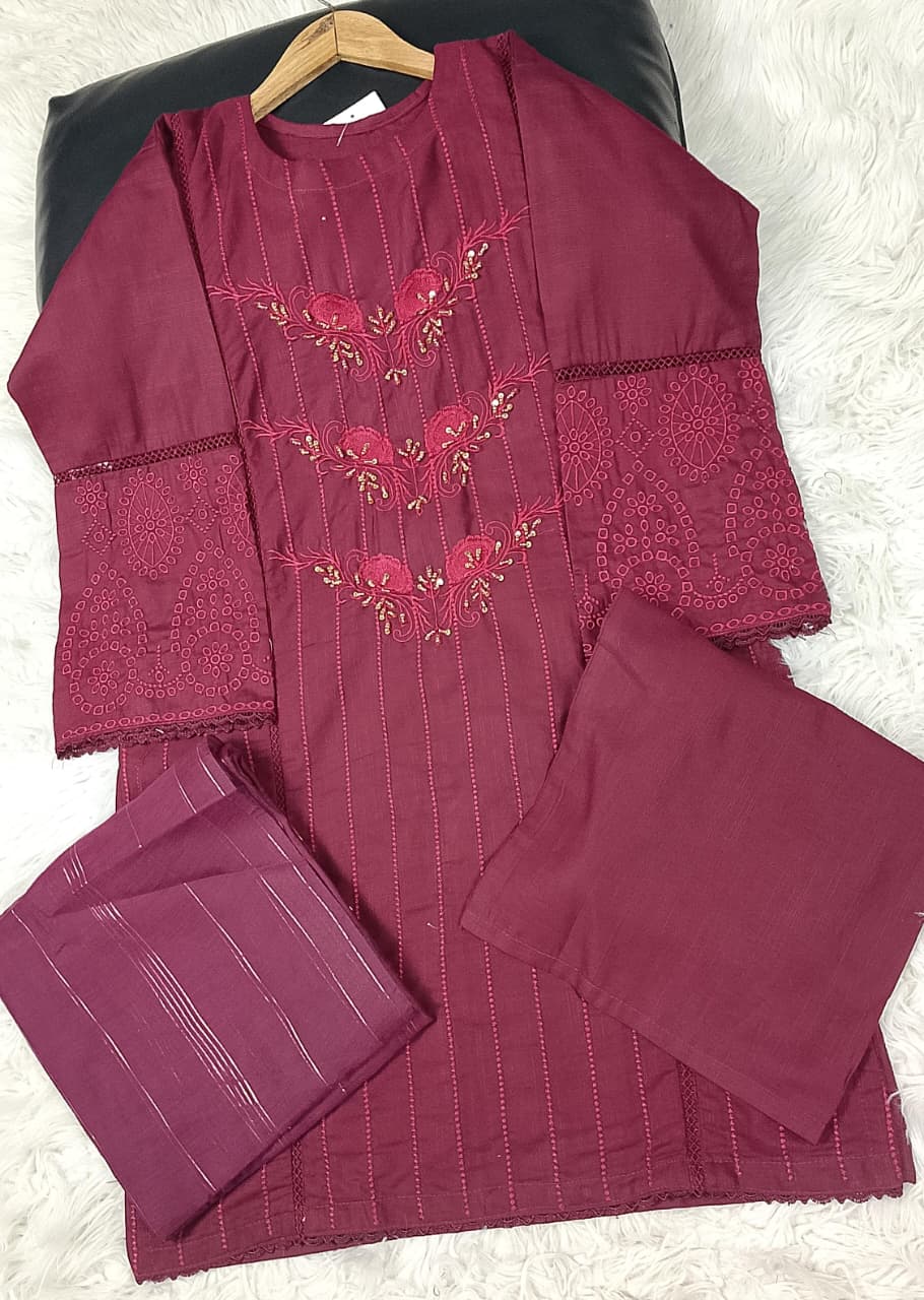 3 PIECE - EMBROIDERED KHADDAR SUIT