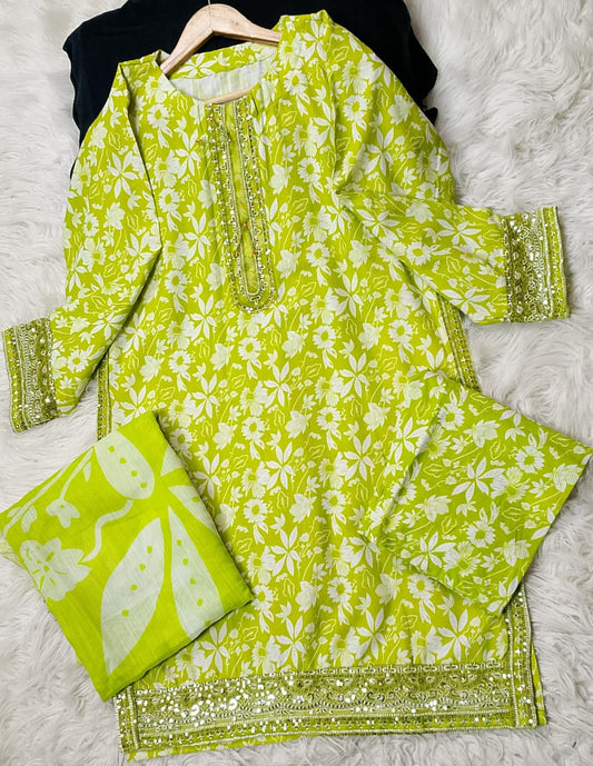 3 PIECE - EMBROIDERED KHADDAR SUIT