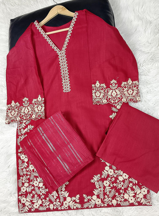 3 PIECE - EMBROIDERED KHADDAR SUIT