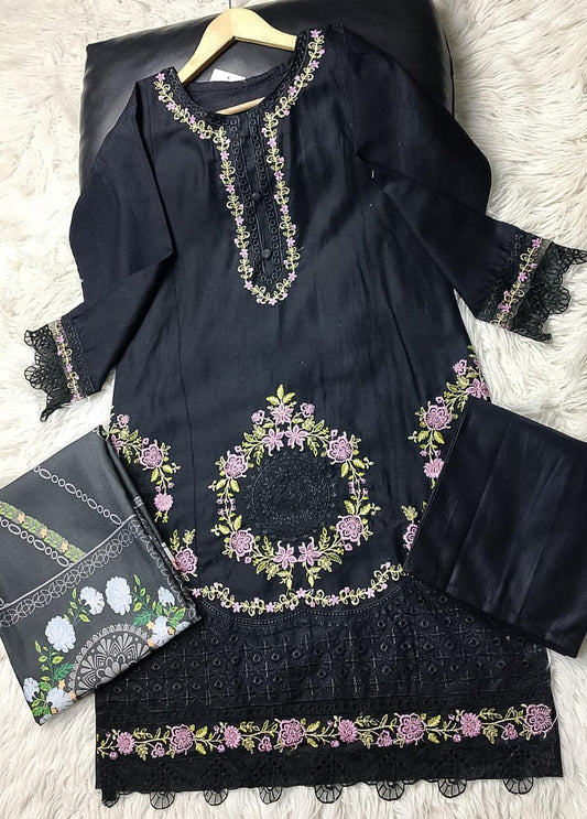 3 PIECE - EMBROIDERED KHADDAR SUIT
