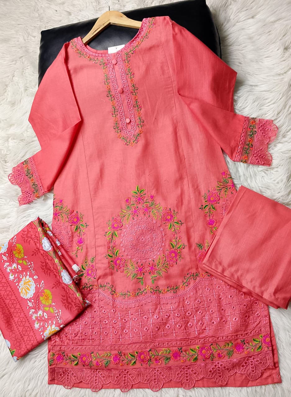 3 PIECE - EMBROIDERED KHADDAR SUIT
