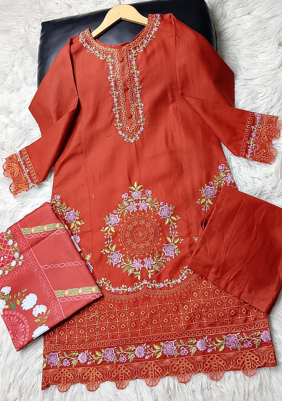 3 PIECE - EMBROIDERED KHADDAR SUIT