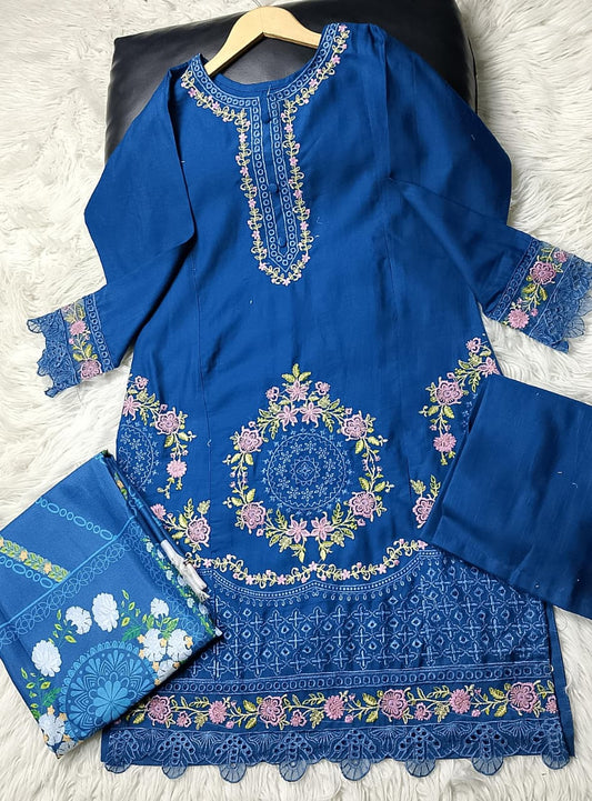 3 PIECE - EMBROIDERED KHADDAR SUIT