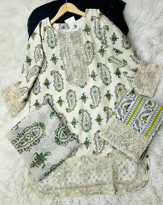 3 PIECE - EMBROIDERED KHADDAR SUIT