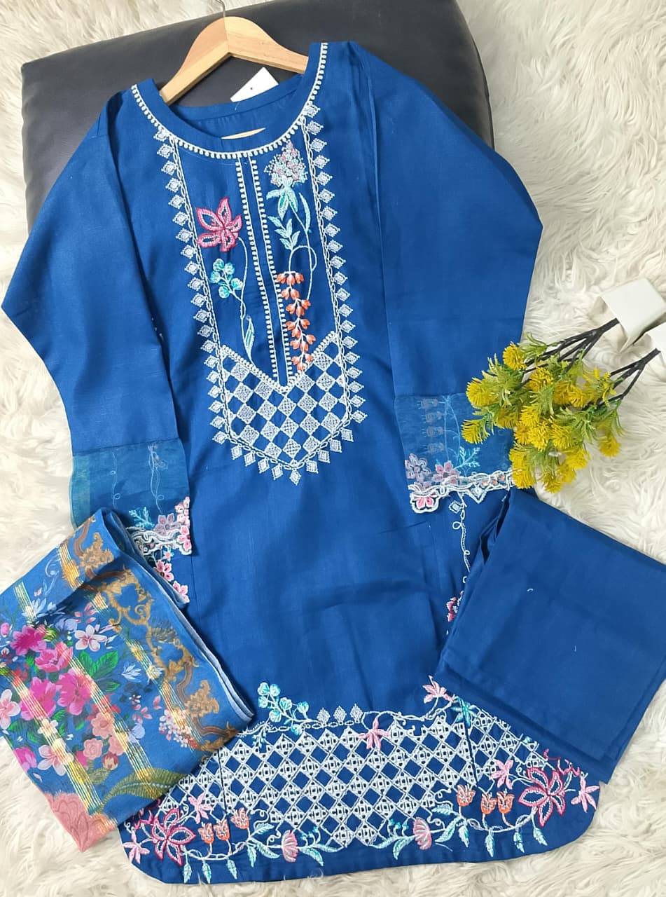 3 PIECE - EMBROIDERED KHADDAR SUIT