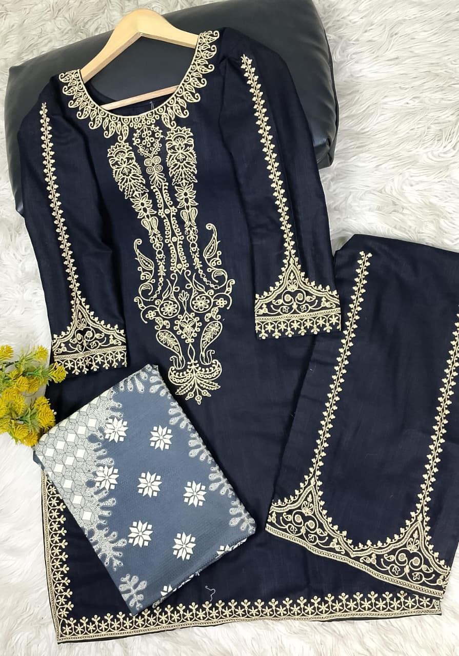 3 PIECE - EMBROIDERED KHADDAR SUIT